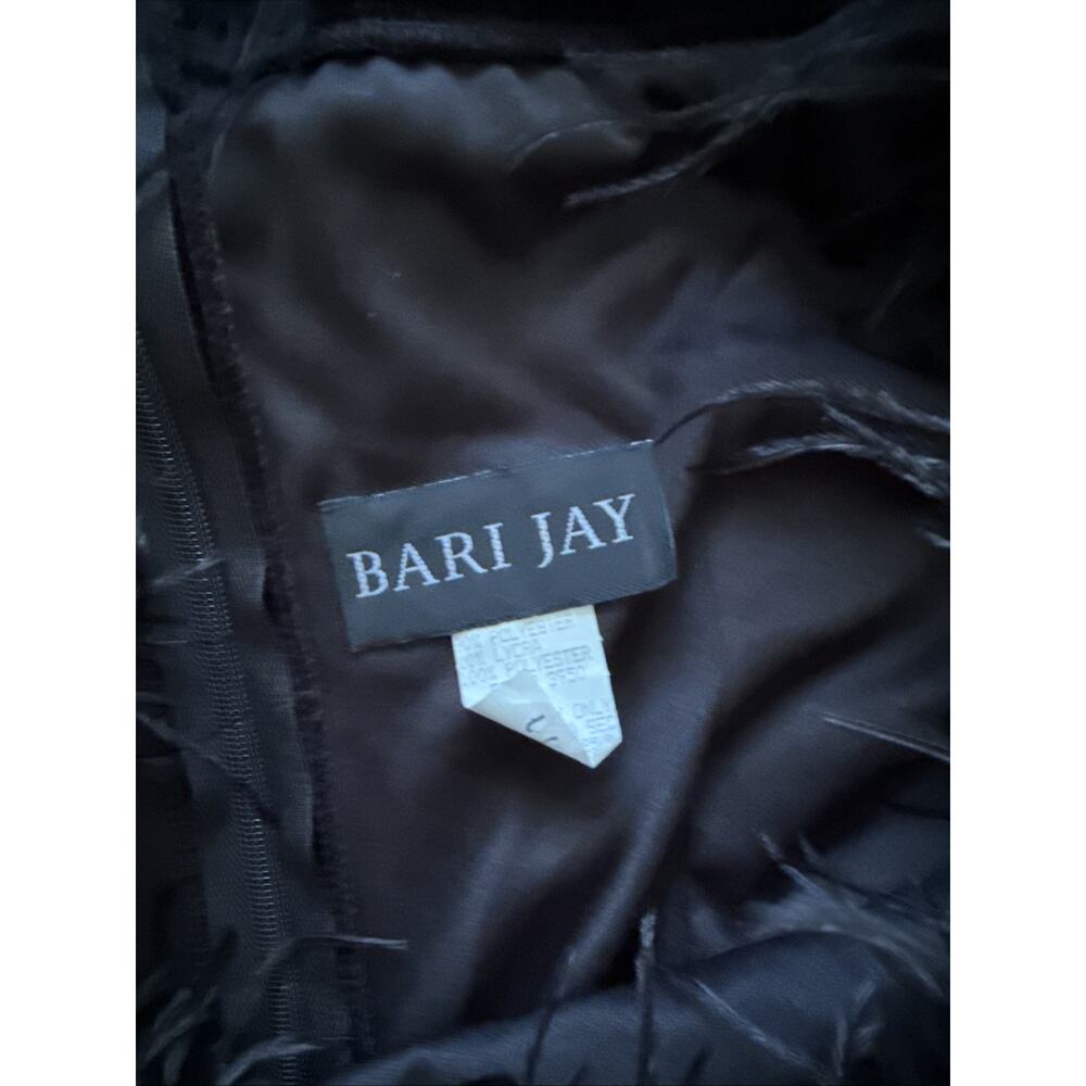 Bari Jay Black Faux-Feather Off-the-Shoulder Gown with Front Slit Size 13-14 C26 - Picture 5 of 12